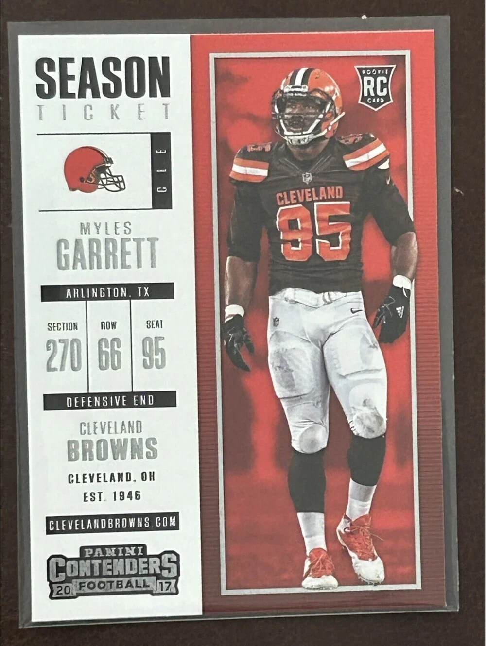 MYLES GARRETT ROOKIE 2017 PANINI CONTENDERS FOOTBALL SEASON TICKET NM RC